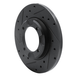 R1 85-91 Dodge COLT Front Left Drilled & Slotted Black Brake Rotor