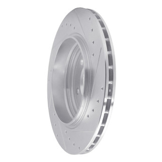 R1 01-06 BMW 330CI Rear Left Drilled & Slotted Silver Brake Rotor