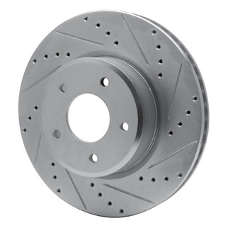 R1 05-06 Pontiac GTO Front Right Drilled & Slotted Silver Brake Rotor