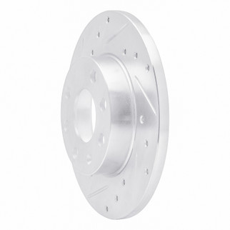 R1 88-89 Pontiac LeMans Front Right Drilled & Slotted Silver Brake Rotor