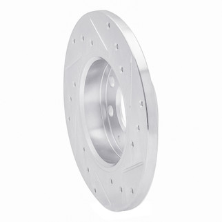 R1 88-89 Pontiac LeMans Front Right Drilled & Slotted Silver Brake Rotor
