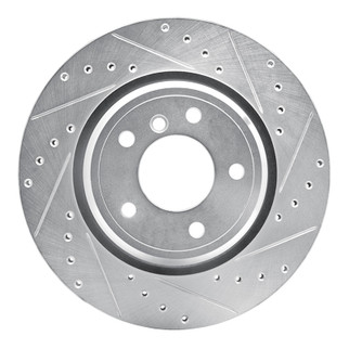 R1 95-03 BMW 750IL Rear Right Drilled & Slotted Silver Brake Rotor