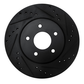 R1 19-24 Infiniti QX50 Rear Right Drilled & Slotted Black Brake Rotor