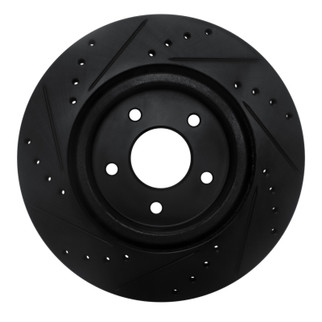 R1 19-24 Infiniti QX50 Rear Right Drilled & Slotted Black Brake Rotor
