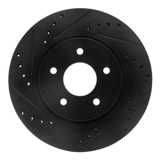 R1 19-24 Infiniti QX50 Rear Left Drilled & Slotted Black Brake Rotor