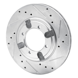 R1 84-90 Dodge COLT Front Right Drilled & Slotted Silver Brake Rotor