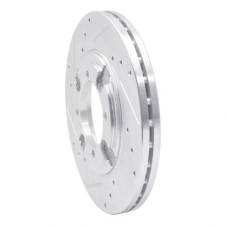 R1 84-90 Dodge COLT Front Left Drilled & Slotted Silver Brake Rotor