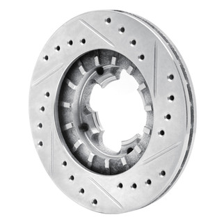 R1 87-94 Subaru Justy Front Left Drilled & Slotted Silver Brake Rotor