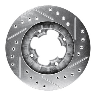 R1 87-94 Subaru Justy Front Left Drilled & Slotted Silver Brake Rotor