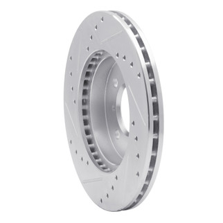 R1 85-87 Mitsubishi Galant Front Right Drilled & Slotted Silver Brake Rotor