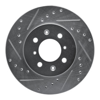 R1 85-87 Mitsubishi Galant Front Left Drilled & Slotted Silver Brake Rotor