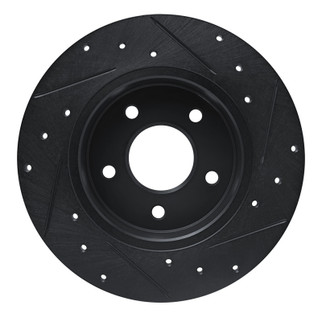 R1 19-25 Nissan ALTIMA Rear Left Drilled & Slotted Black Brake Rotor