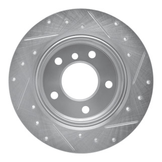 R1 91-99 BMW 323I Rear Left Drilled & Slotted Silver Brake Rotor