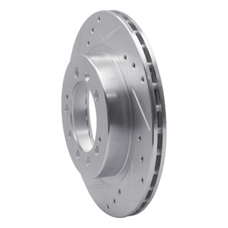 R1 83-89 Chrysler Conquest Rear Left Drilled & Slotted Silver Brake Rotor