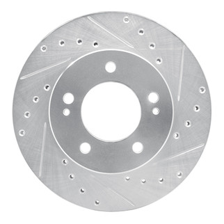 R1 83-89 Chrysler Conquest Front Right Drilled & Slotted Silver Brake Rotor