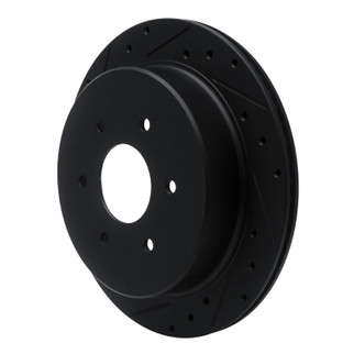 R1 17-24 Nissan Titan Rear Left Drilled & Slotted Black Brake Rotor