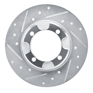 R1 85-91 Dodge COLT Front Left Drilled & Slotted Silver Brake Rotor