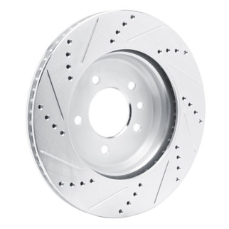 R1 20-25 Land Rover Defender 90 Rear Right Drilled & Slotted Silver Brake Rotor