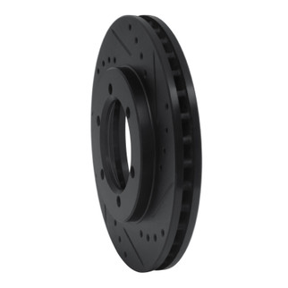 R1 98-15 Nissan NP300 (Mexico) Front Right Drilled & Slotted Black Brake Rotor