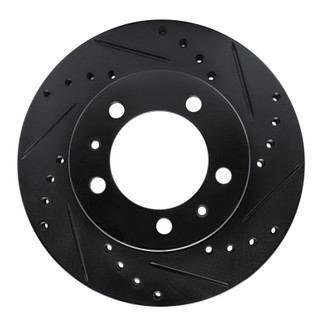 R1 87-88 Nissan Van Front Right Drilled & Slotted Black Brake Rotor