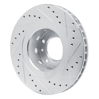 R1 87-88 BMW M5 Front Right Drilled & Slotted Silver Brake Rotor