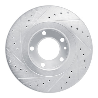 R1 87-88 BMW M5 Front Right Drilled & Slotted Silver Brake Rotor