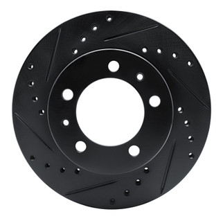 R1 87-88 Nissan Van Front Left Drilled & Slotted Black Brake Rotor