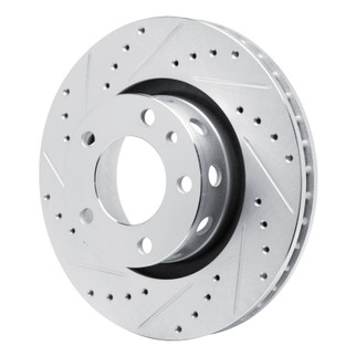 R1 87-88 BMW M6 Front Left Drilled & Slotted Silver Brake Rotor