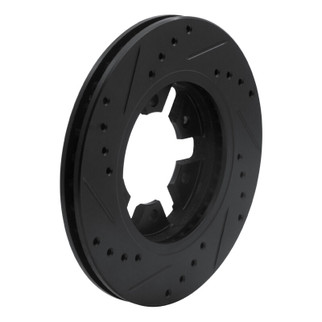 R1 85-97 Nissan D21 Pickup RWD (4 Cyl Excl HD) Front Right Drilled & Slotted Black Brake Rotor