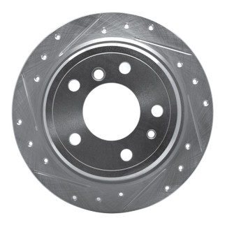 R1 81-86 BMW 733I Rear Left Drilled & Slotted Silver Brake Rotor