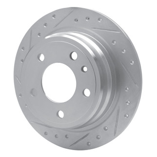 R1 82-89 BMW 633CSI Rear Left Drilled & Slotted Silver Brake Rotor