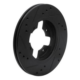 R1 84-86 Nissan 300ZX Front Right Drilled & Slotted Black Brake Rotor