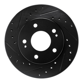 R1 90-90 Plymouth Laser Front Left Drilled & Slotted Black Brake Rotor