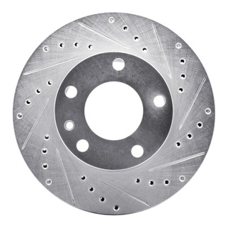 R1 76-82 BMW 530I Front Right Drilled & Slotted Silver Brake Rotor