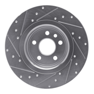 R1 16-19 Land Rover Range Rover Evoque Rear Right Drilled & Slotted Silver Brake Rotor