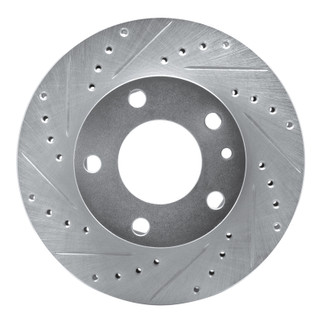 R1 76-82 BMW 528I Front Left Drilled & Slotted Silver Brake Rotor