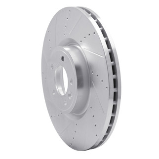 R1 18-25 Land Rover Defender 90 Front Left Drilled & Slotted Silver Brake Rotor