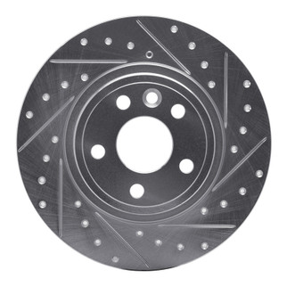 R1 15-20 Jaguar E-Pace Rear Right Drilled & Slotted Silver Brake Rotor