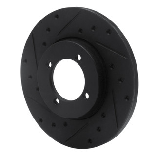 R1 74-87 Dodge COLT Front Left Drilled & Slotted Black Brake Rotor