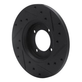 R1 74-87 Dodge COLT Front Left Drilled & Slotted Black Brake Rotor