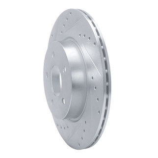 R1 19-24 Infiniti QX50 Rear Left Drilled & Slotted Silver Brake Rotor