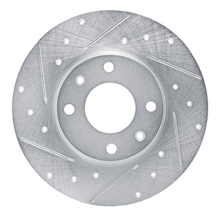 R1 89-91 Peugeot 405 Front Left Drilled & Slotted Silver Brake Rotor