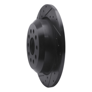 R1 18-25 Jeep Wrangler Rear Left Drilled & Slotted Black Brake Rotor