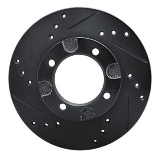 R1 82-86 Nissan STANZA Front Left Drilled & Slotted Black Brake Rotor