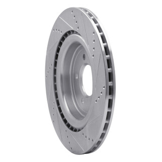 R1 13-25 Land Rover Range Rover Rear Left Drilled & Slotted Silver Brake Rotor