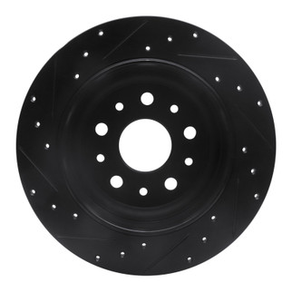R1 18-25 Jeep Wrangler Rear Right Drilled & Slotted Black Brake Rotor