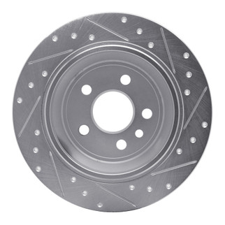 R1 13-15 Land Rover LR2 Rear Left Drilled & Slotted Silver Brake Rotor
