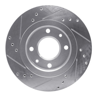 R1 89-91 Peugeot 405 Front Right Drilled & Slotted Silver Brake Rotor