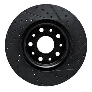 R1 18-25 Jeep Wrangler Front Left Drilled & Slotted Black Brake Rotor