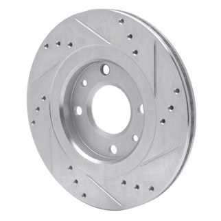 R1 89-91 Peugeot 405 Front Left Drilled & Slotted Silver Brake Rotor